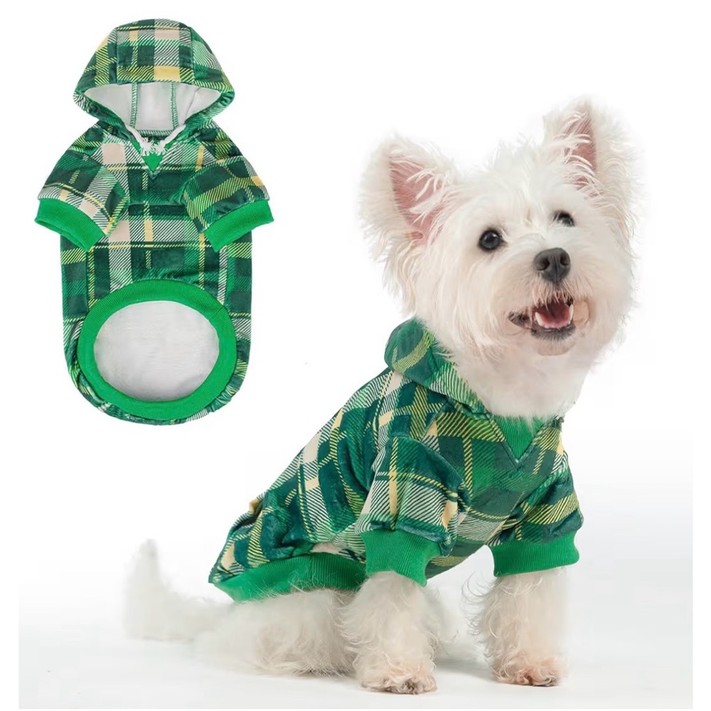 Green Plaid Dog Hoodie